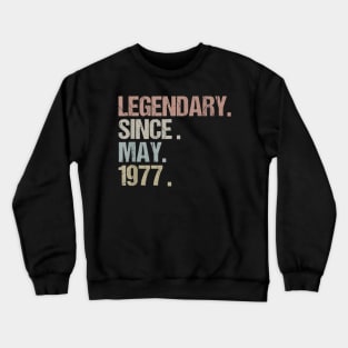 43st Birthday Gift Legendary Since May 1977 Retro VIntage Crewneck Sweatshirt